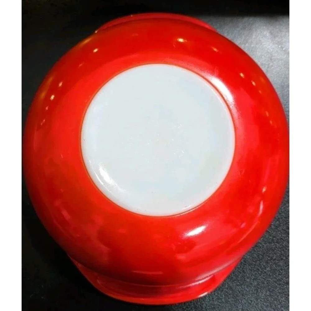 Vintage Pyrex 024 Friendship Red Orange 2 Qt‎ Mixing Bowl Casserole Milk Glass